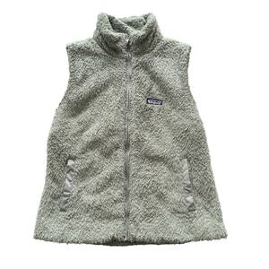 Patagonia Los Gatos Fleece Vest Womens XL Sage Green Full Zip High Pile P-6 Logo